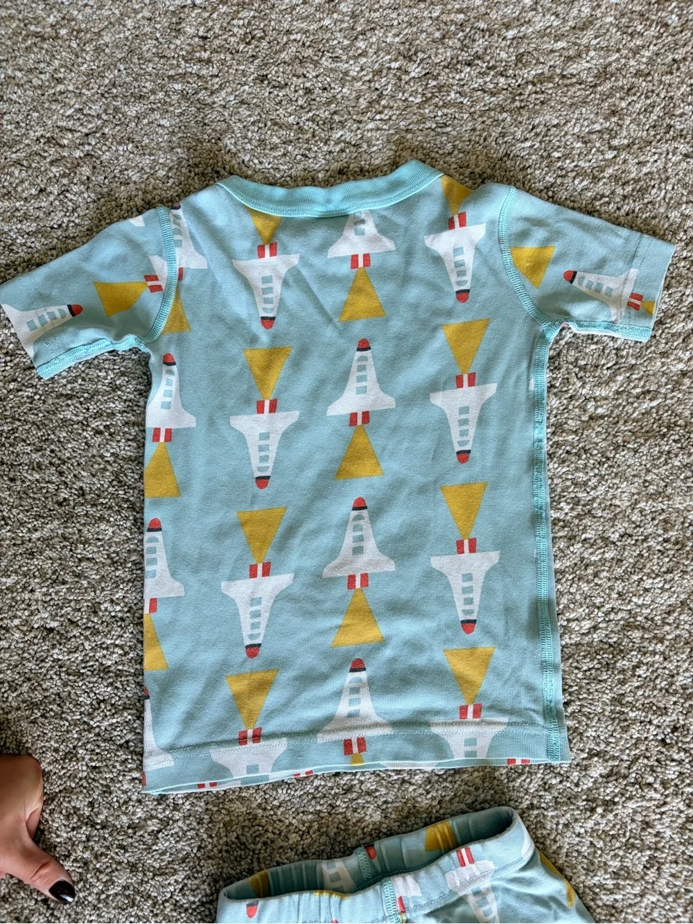 Hanna Andersson Space Rocket Short John Pajamas Blue Sz 5
